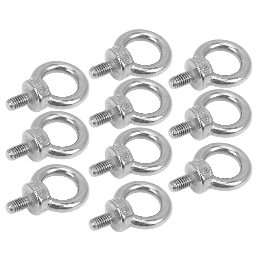 10Pcs M6 Stainless Steel Lifting Ring Eye Bolt Heavy Duty Marine Grade Ring Screw Bolts