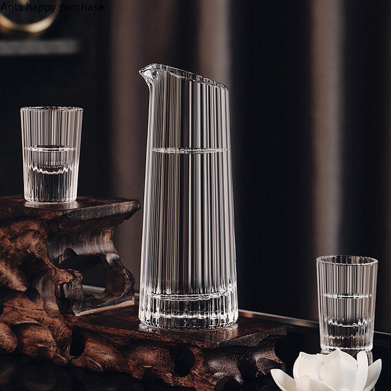 Vertical Striped White Wine Glass Wine Dispenser Set Crystal Glass Wine Glass Set Shot Glass Wooden Pallets Metal Tray Wine Sets