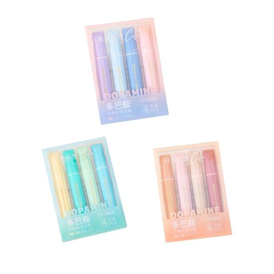 4Pcs Soft Tip Highlighter Set with Large Ink Capacity Pastel Eye-Care Markers Smooth Writing Highlighter Pen for Journaling Notes Cute School Supplies