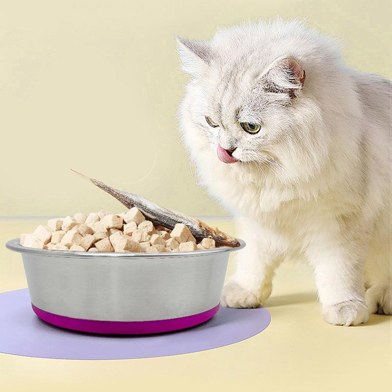 14-26cm Large Capacity Silicone Non-slip Stainless Steel Dog Bowl Drop Resistant Pet Bowl Easy To Clean Dog Cat Feeder Bowl