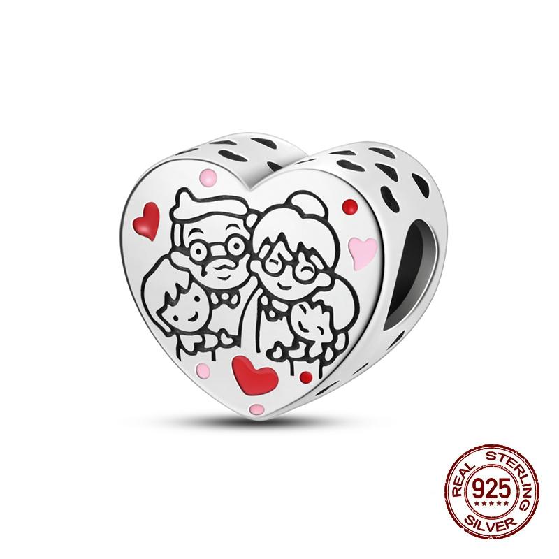 Copper Heart Dog Cat Warm Family Charms Beads Fit 3Mm Original Bracelets Fine Diy Mother'S Day Jewelry Gift