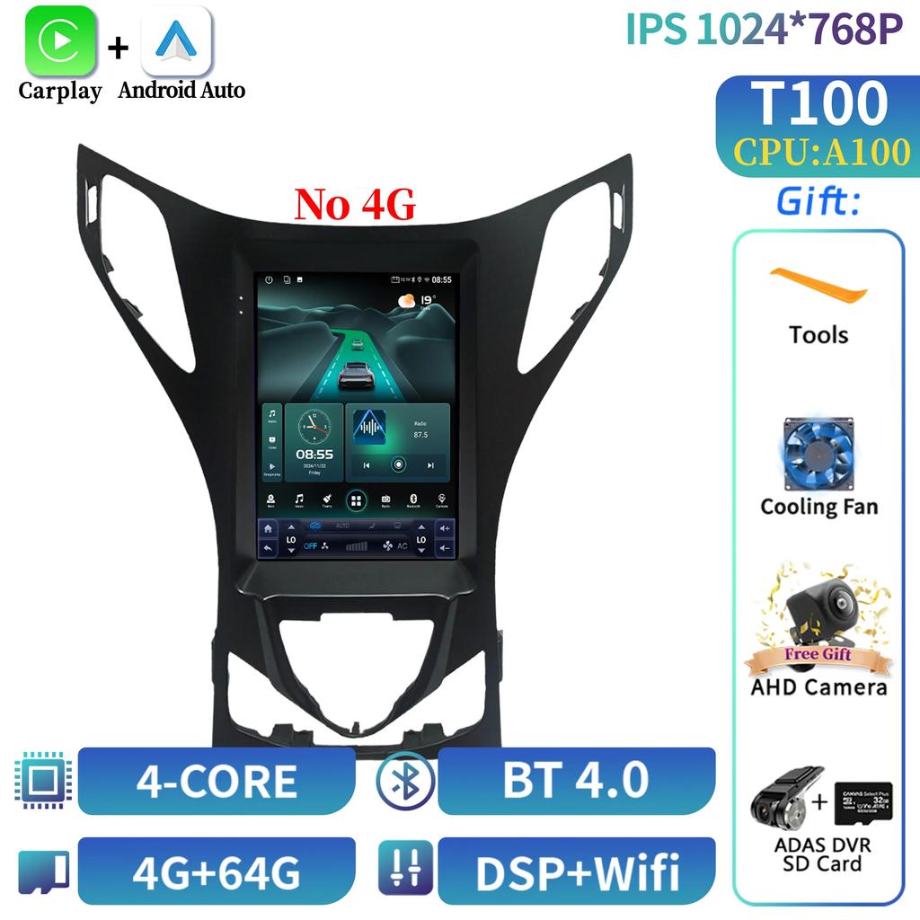 9.7" Android 14 For Hyundai Azera 2011-2012 Car Radio Multimedia Central  Navigation 4G GPS Carplay Android Auto Carplay Screen