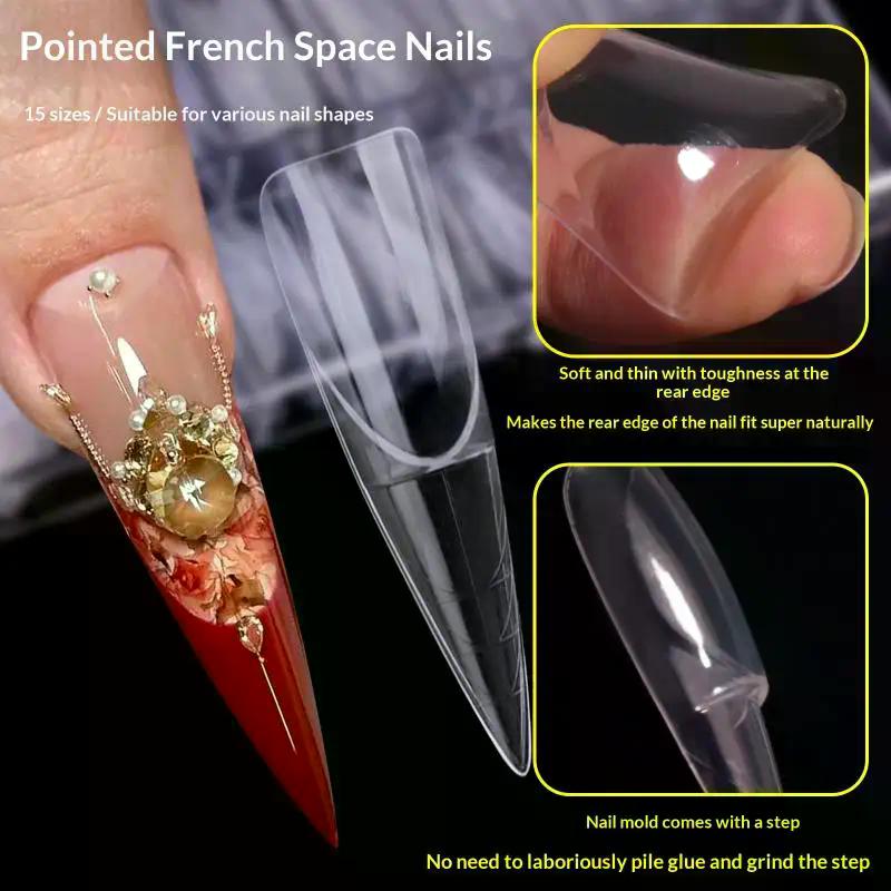 150 Pièces Espace Creux 3D Extension Française Avec Échelle Moule à Ongles Double Forme d'Ongles Couverture Complète Moules Réutilisables d'Extension d'Ongles