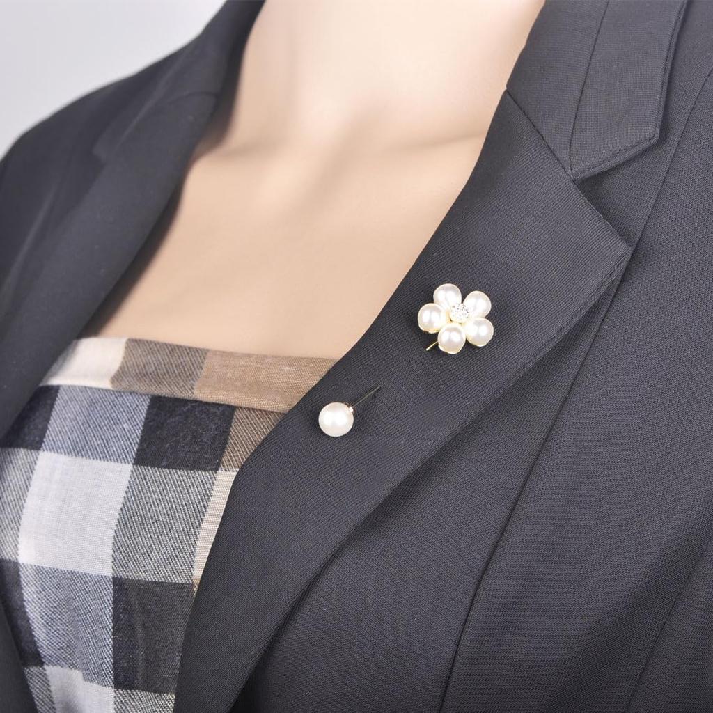 MECHOSEN Pearl Flower Brooch Pin Petal Antique Graduation Ceremony Opening Ceremony Day Gift Day Present Day Day Stylish Scarf Pin Stole Pin Tuck Pin