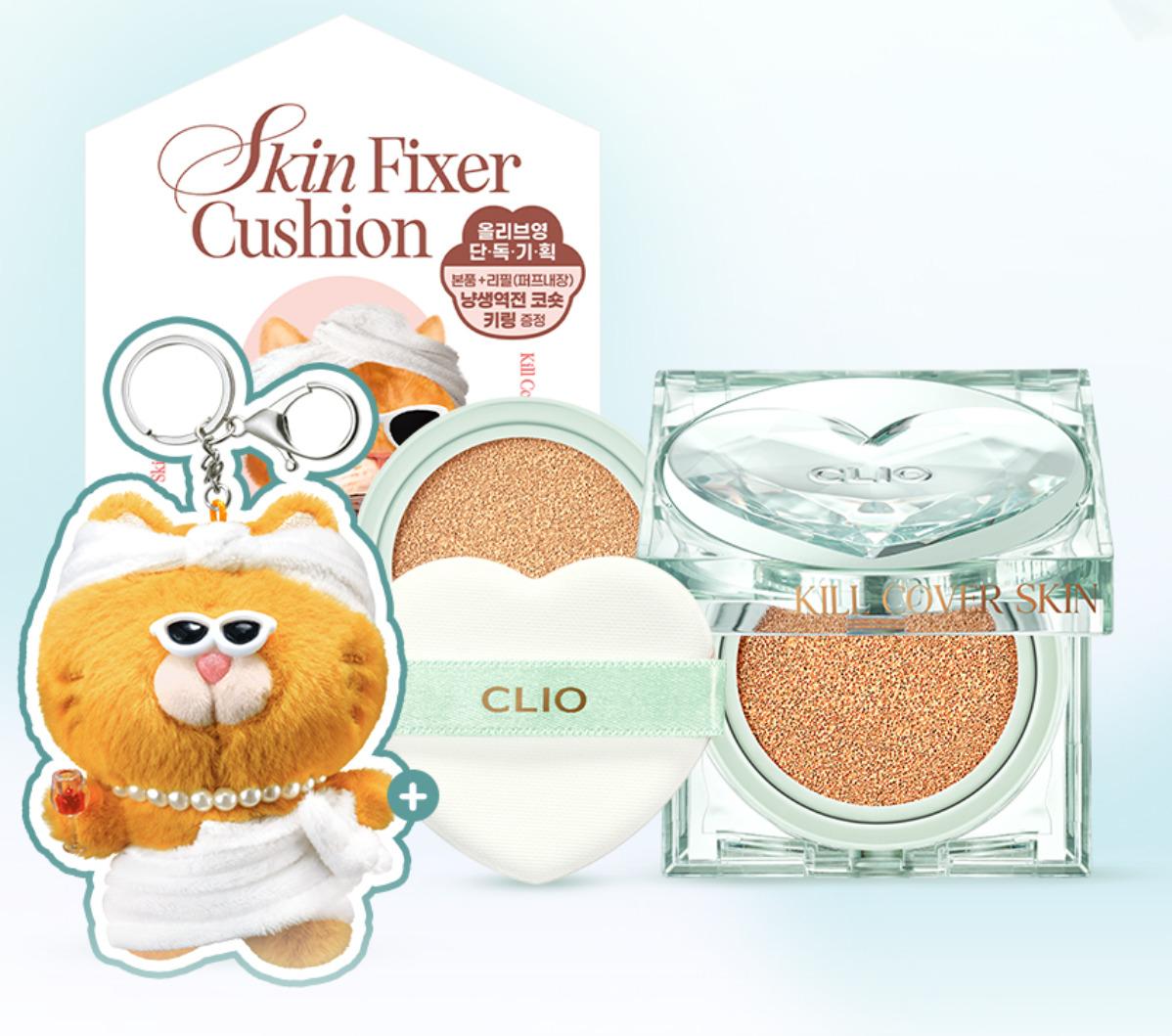 

CLIO Kill Cover Skin Fixer Cushion 15г + сменный блок 15г + брелок Koshort, Make-up, Kbeauty, корейская косметика, пробник 19C Light