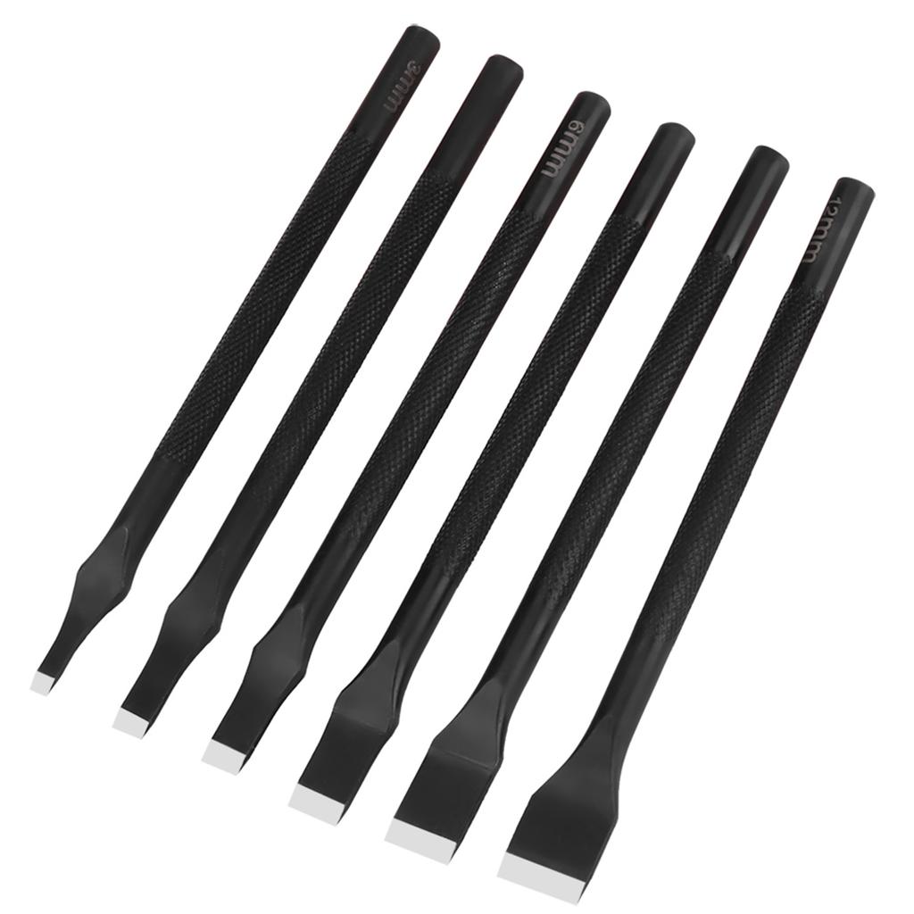 Japanese Black Slotted Straight Flat Tip Punch Cut Leather Craft DIY Tool