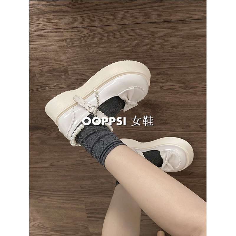 Japanese small leather shoes women's summer spring 2025 new platform big head shoes cute Lolita bow Mary Jane single shoes