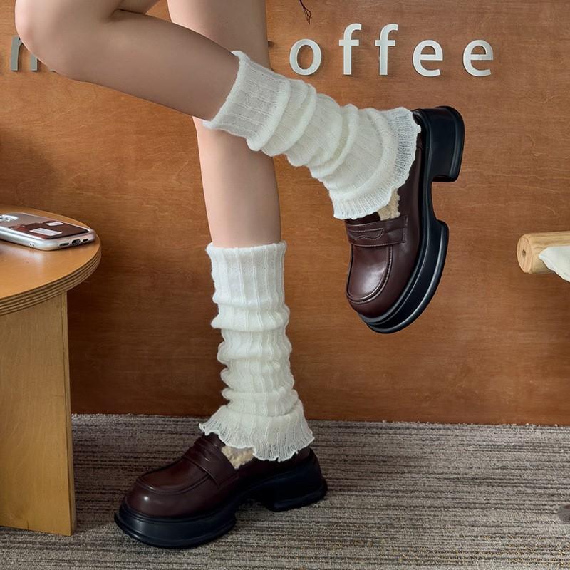 Socks Knitted Socks Solid Color Long Tube Calf Socks Season Stacking Socks Lolita Socks Women