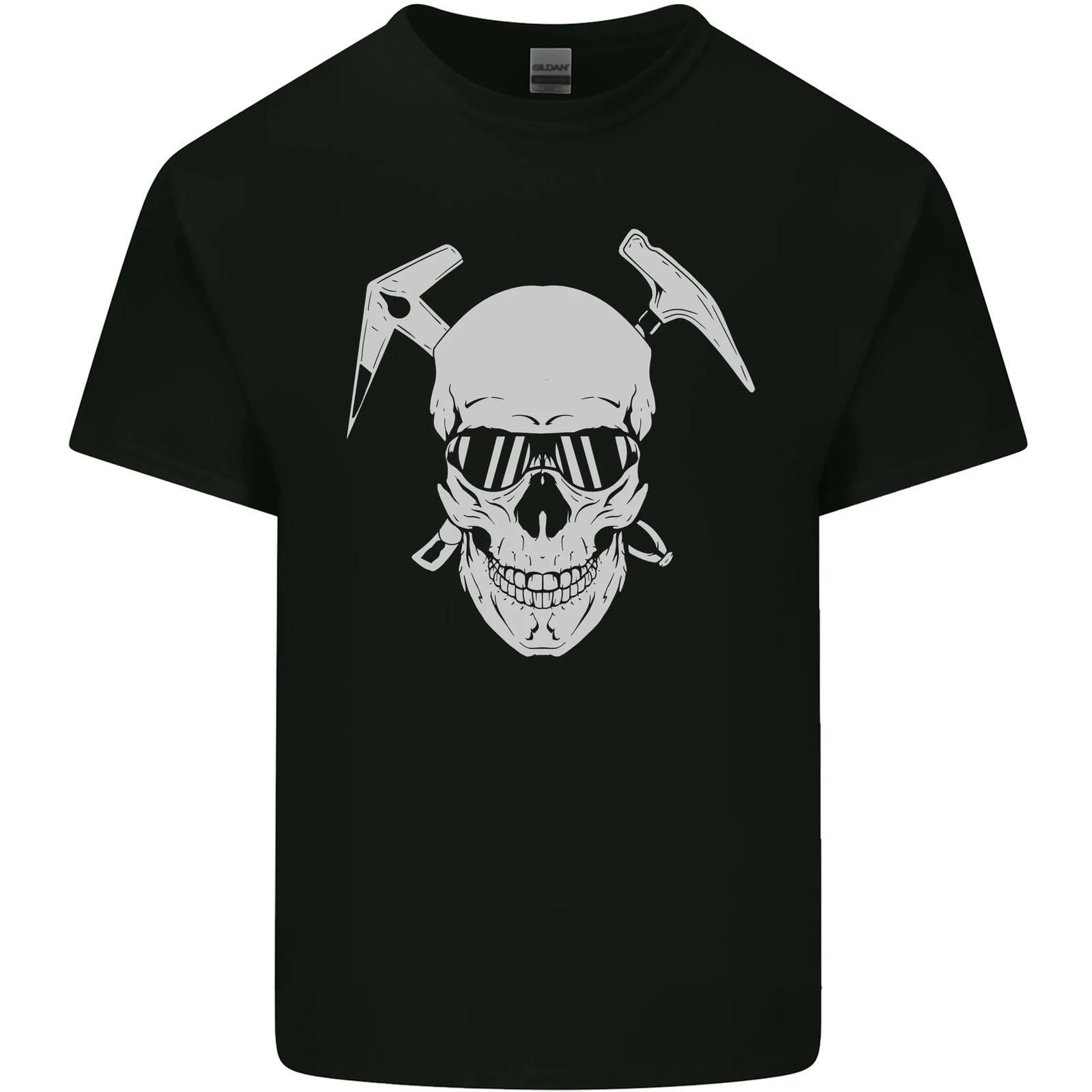 Rock Climbing Skull Mountain Climber Mens Cotton T-Shirt Tee Top L