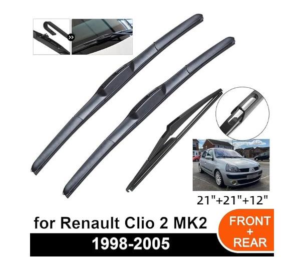 

For Renault Clio 2 MK2 1998-2005 21 + 21 + 12 Front and rear wipers Wipers Renault Clio 2 MK2 1998-2005 21+21+12