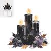 Removable Light Switch Skins Black Candle Pumpkin Skull Sticker, Halloween Dark Fairy Tale Cover Decals Wall Decal, Spooky Socket Outlet Decor