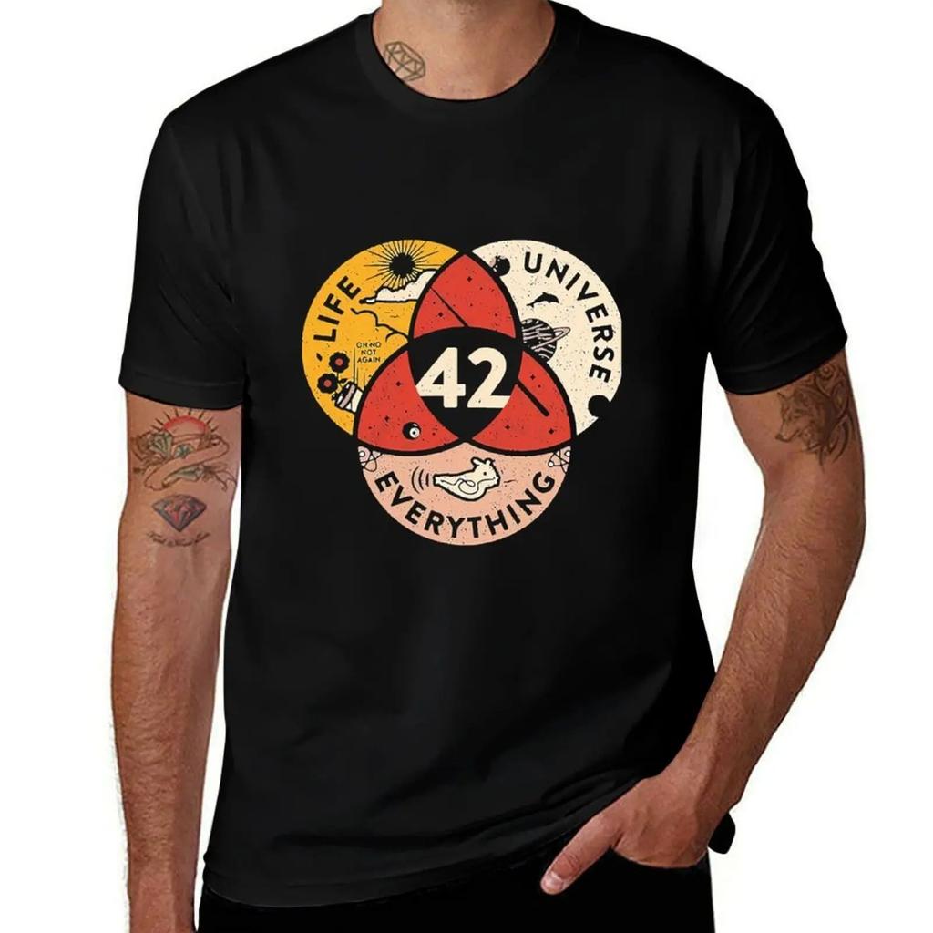 42 Risposta alla Vita, all'Universo e a Tutto Scienza Vintage Maglietta Casual Streetwear Maglietta Uomo