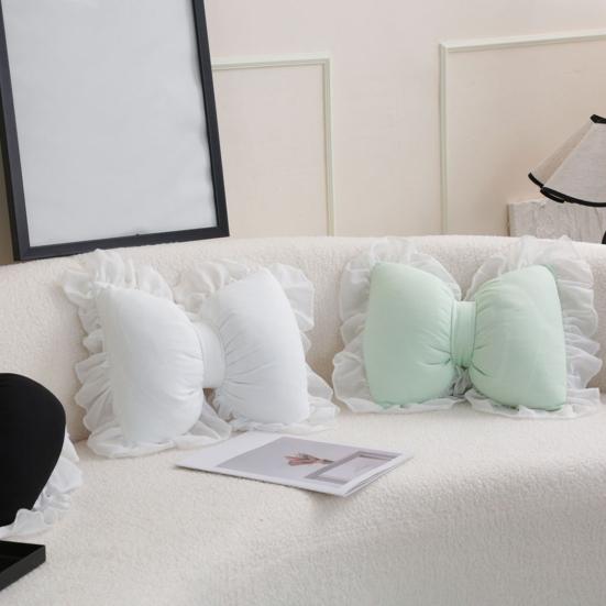 Yousheng Bow-shaped Pillow Ruffle Lace Plush Throw Pillow High Elasticity Decorative Pillow for Bed Couch Car Seat Companion Pillows