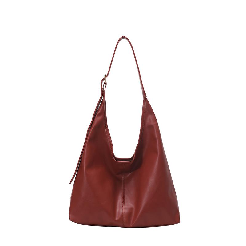 Bags Women'S Fashion Simple Shoulder Bag Large Capacity Pu Commuter Tote Bag Premium Retro Underarm Bag