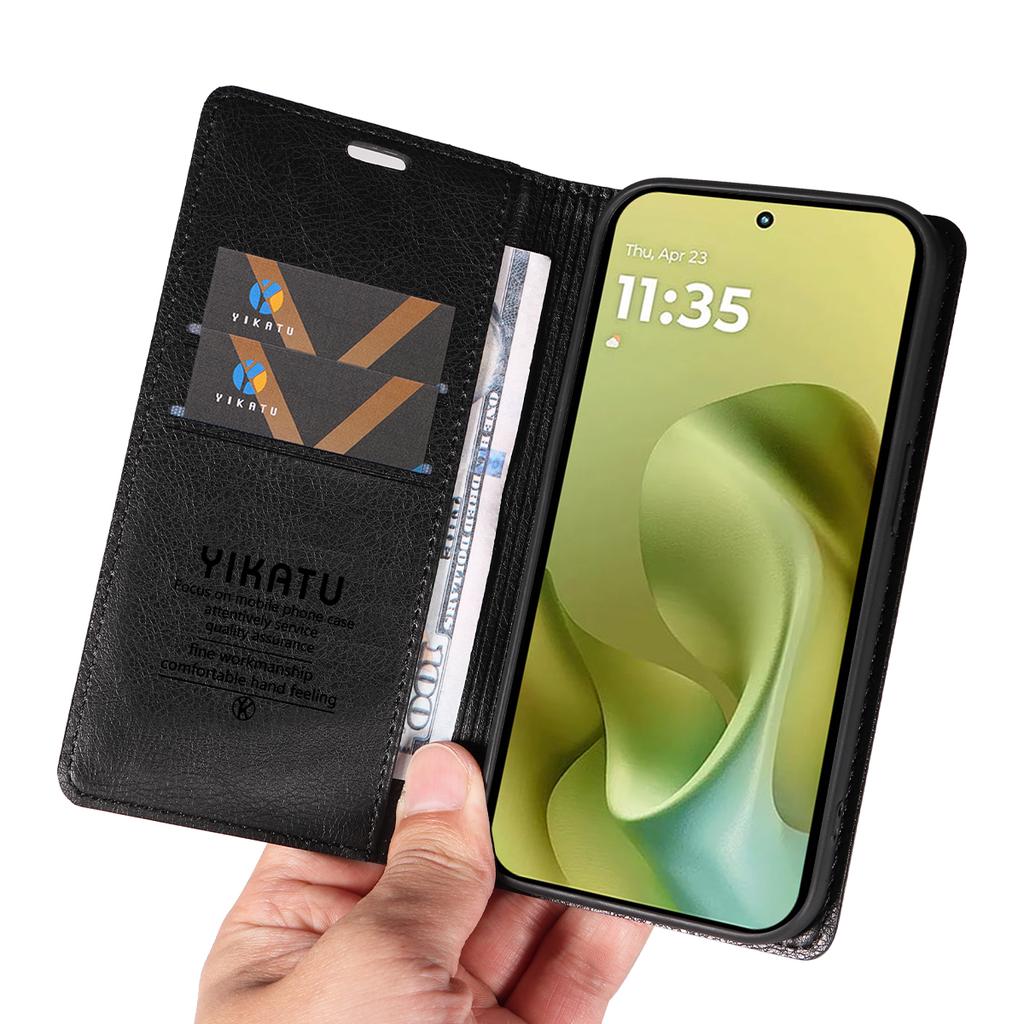 For Motorola Moto G86 5G Wallet Case YIKATU YK-006 Magnetic Closure Leather Phone Cover Litchi Texture
