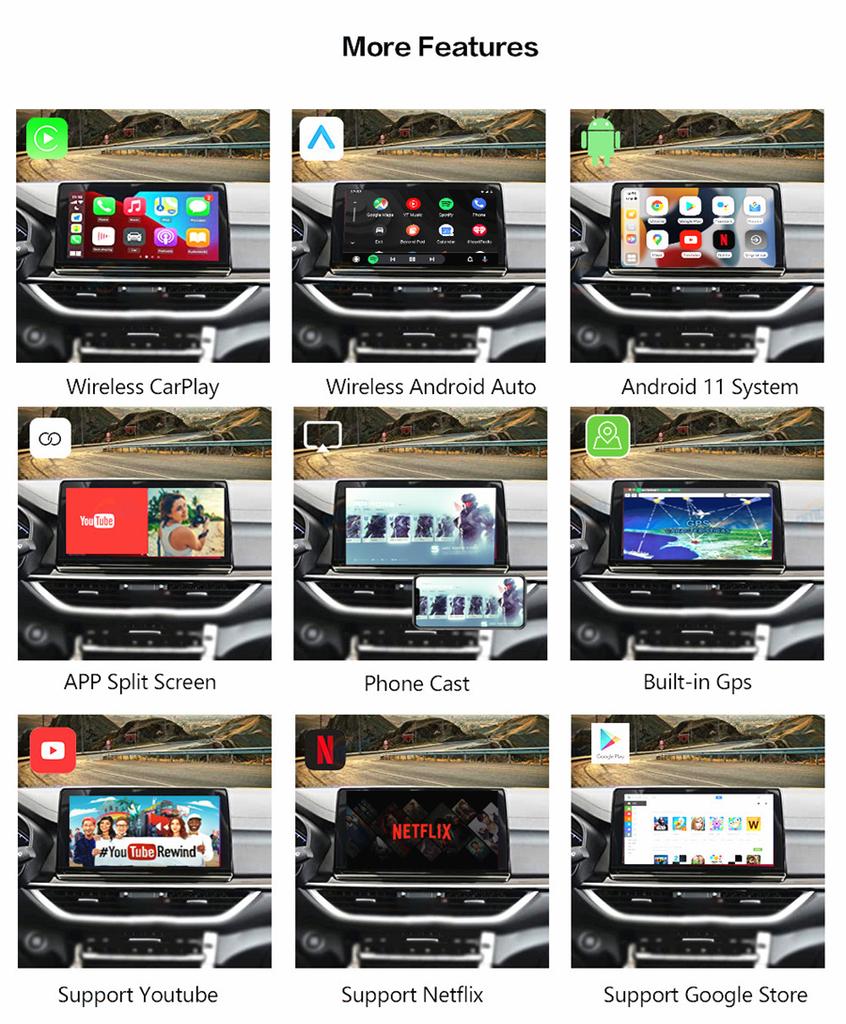 Android 11 For Carplay Ai Box Car Multimedia Player For Netflix Youtube 4G+128G