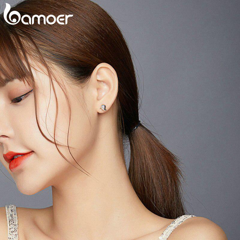 Bamoer Oxidized Silver Stud Earrings for Women Little Devil Ghost Jewelry Gift for Girl 925 Sterling Silver Jewelry