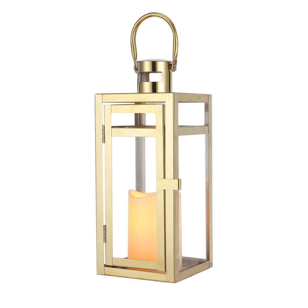 

TRIROCKS Candle Holder, 30cm Tall, Stainless Steel Candle Lantern, Antique Style, with Heat-Resistant Glass, Retro Style, Stylish Indirect Lighting, P
