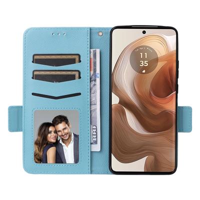 Für Motorola Edge 50 Ultra 5G/Moto X50 Ultra 5G Hülle mit Handschlaufe Litschi-Textur PU-Leder Brieftasche Handyhülle