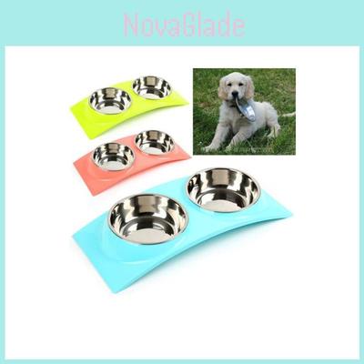 Versatile Double Food Water Pet Feeding Bowl For Cats And Dogs Featuring Timeless Round Shape