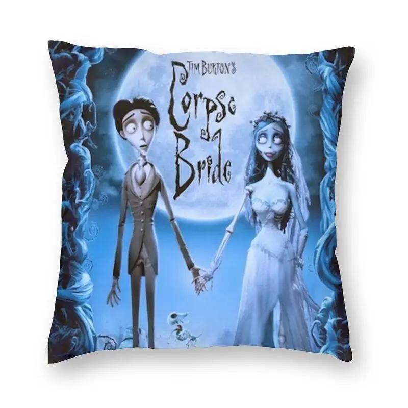 Tim Burton Miasteczko Halloween Poszewka na poduszkę Pokrowiec na sofę Dekoracja Halloween Horror Straszny film Kwadratowa poszewka na poduszkę Dekoracja domu