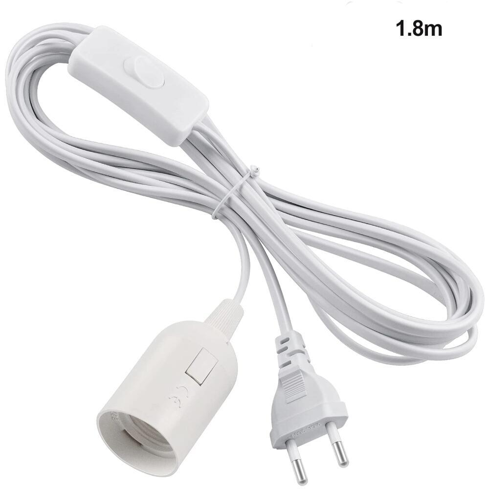 EU Plug E27 Lamp Base Holder With Switch Wire 1.8m Power Cord Cables For Pendant Led Bulbs Fixture Hanglamp Suspension Socket