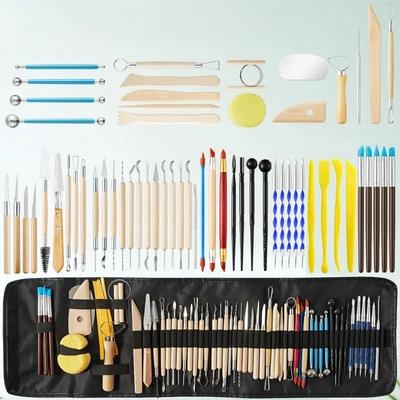 61 Peças de Ferramentas de Cerâmica Não Machucam Suas Mãos Fácil de Guardar e Transportar para Fazer Enfeites de Argila DIY Escultura de Corpo Cerâmico Bruto