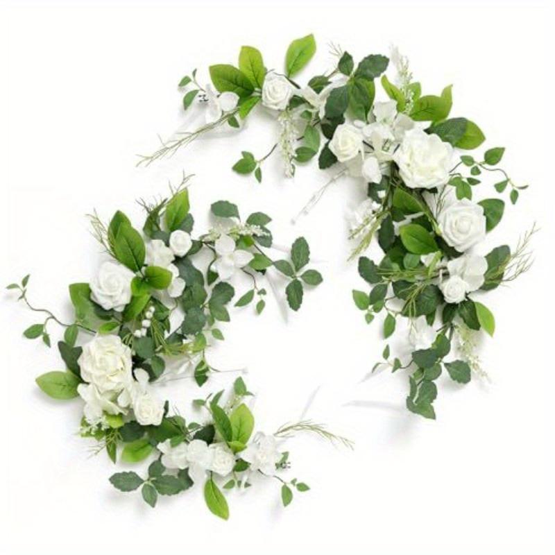 

2pcs Artificial Multicolor Rose Green Plant Lantern Flower Vine, Can Be Used For Outdoor Patio Garden Ceremony Decoration