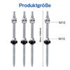2025 Trend Hanger Bolts, M10 X 250 Mm, Pre-Assembled, V2A, Height-Adjustable, For Photovoltaic Solar Mounting Roofs, Set Of 8