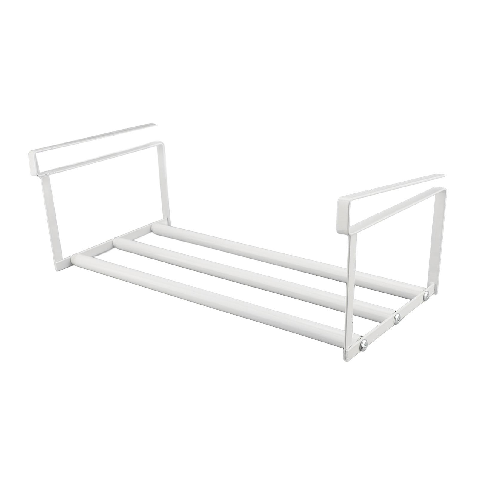 

Expandable Under Cabinet Shoe Rack Carbon Steel Under Shelf Hanging Storage Rack Shoe Organizer for Closet Pantry White