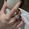 925 Sterling Silver Rings For Women Geometric Fine Jewelry Finger Adjustable Simple Interware CZRing For Party Birthday Gift