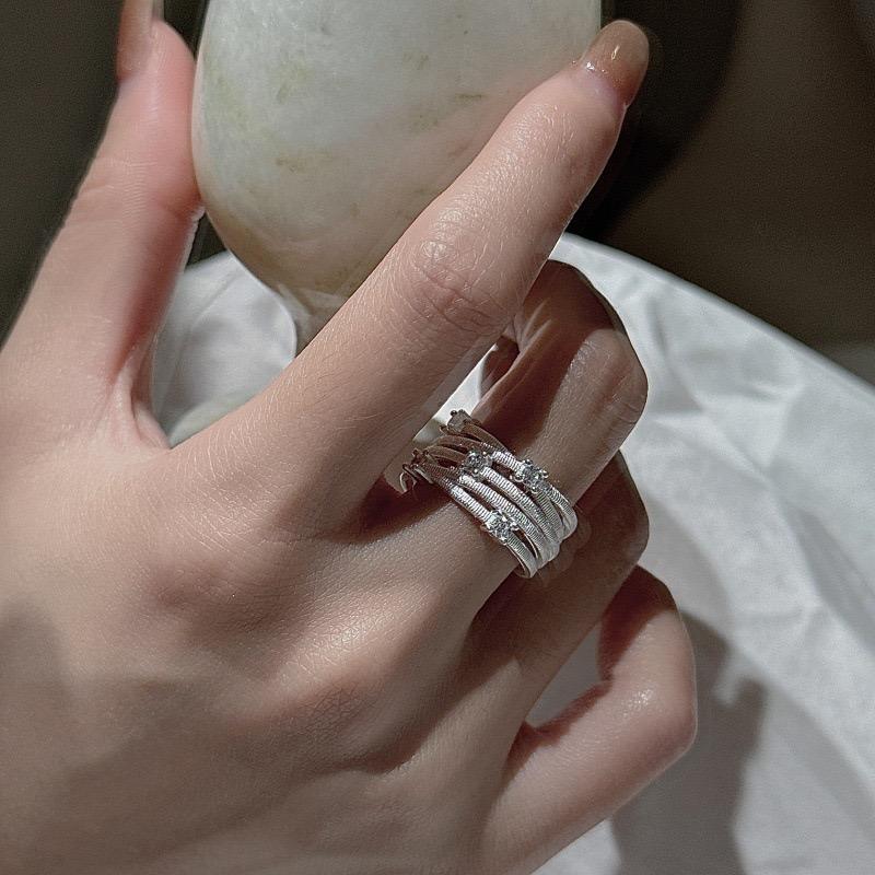 925 Sterling Silver Rings For Women Geometric Fine Jewelry Finger Adjustable Simple Interware CZRing For Party Birthday Gift