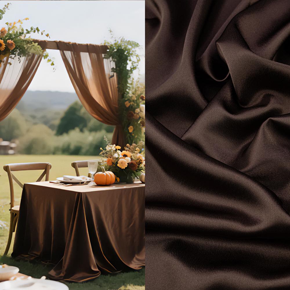 Satin Crepe Fabric, Chocolate Color