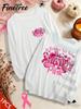 Cute Ghost Pumpkin Pink Ribbon Shirt October Breast Cancer Awareness Long Sleeve Top