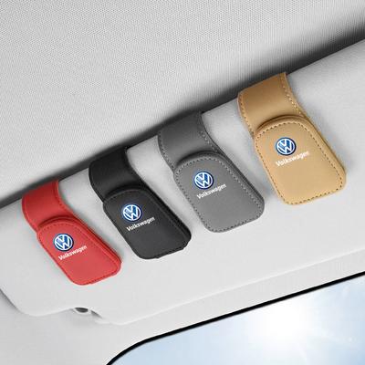 T31Car Sun Visor Sunglasses Holder PU Leather Glasses Clip For Passat B6 Golf Amarok T5 Phaeton ID3 Tiguan Auto Interior