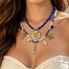 ZA European Bohemian Handmade Beaded Starfish & Fish Pendant Necklace