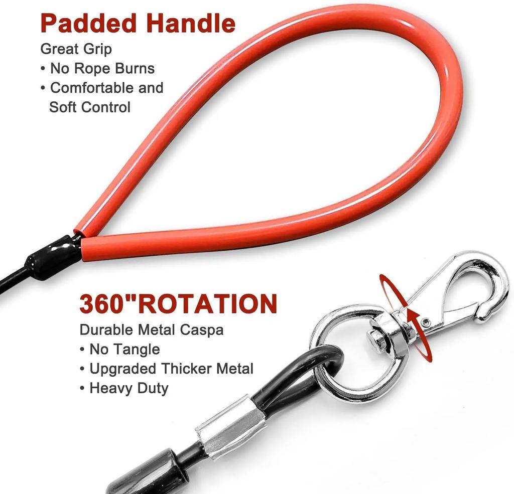 Waterproof Dog Leash for Training, Long PVC Pet Leashes, Chew Proof Lead for Training Beach Yard, Camping and Outdoors