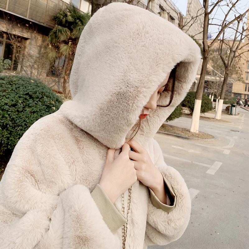 Winter Thick Warm Faux Fur Coat Women Hooded Long Sleeve Faux Fur Jacket Luxury Winter Fur Coats