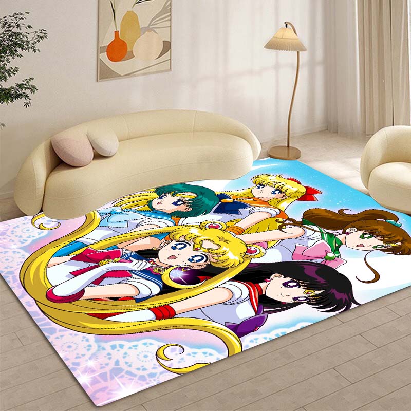 High-definition 3D Sailor Moon anime rug, suitable for bedrooms, living rooms, home sofa decoration, large decorative rug, and