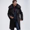 Herren Zweireihiger Wollmantel mit großem Pelzkragen
