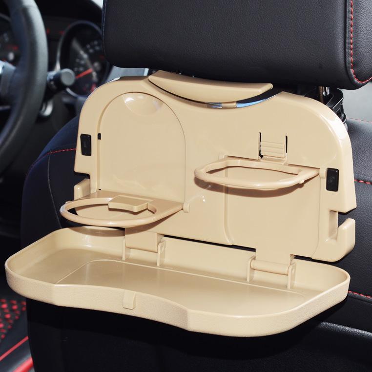 Vassoio da Pranzo Multifunzionale per Auto con Portaoggetti Retrattile per Sedile Posteriore e Portabicchieri