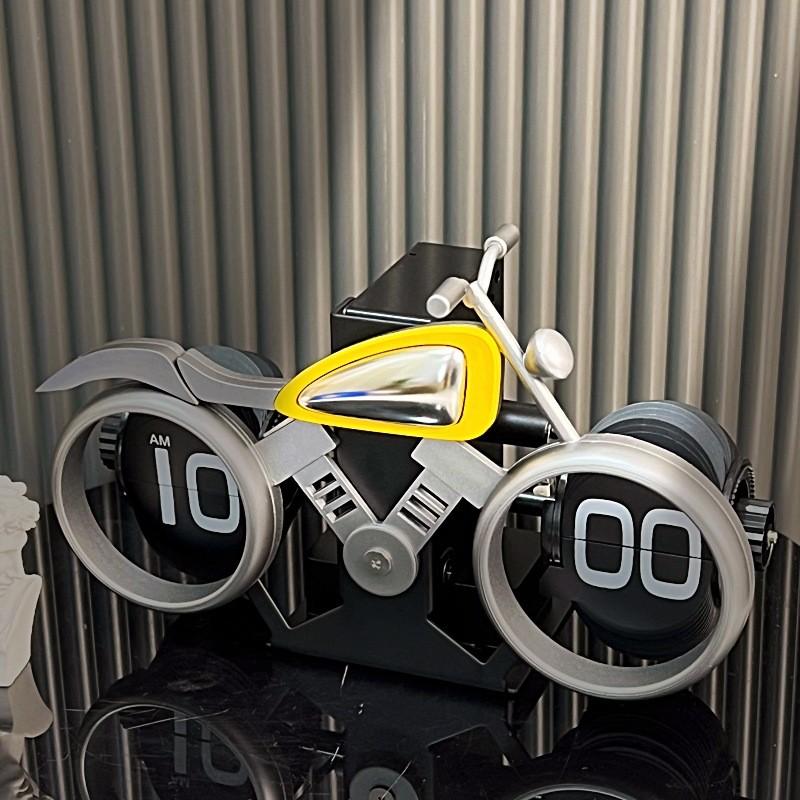 Retro Creative Bicycle Flip Clock Automatic Page Turning 12 Hour Mode Desk Table Clocks Home Office Decor Mechanical Desk Clock
