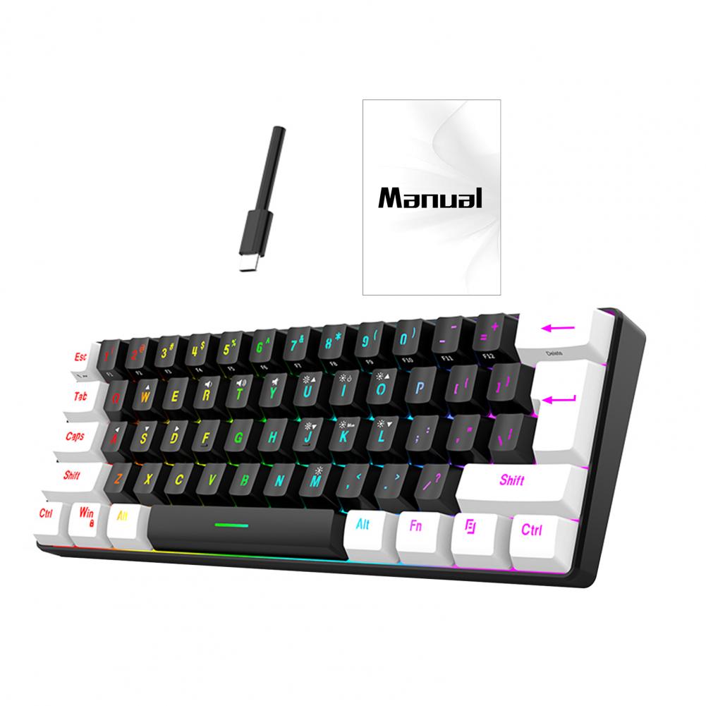 Rgb Keyboard Compact 61-key Wired Mechanical Gaming Keyboard with Rgb Light Design for Lightweight Computer Use