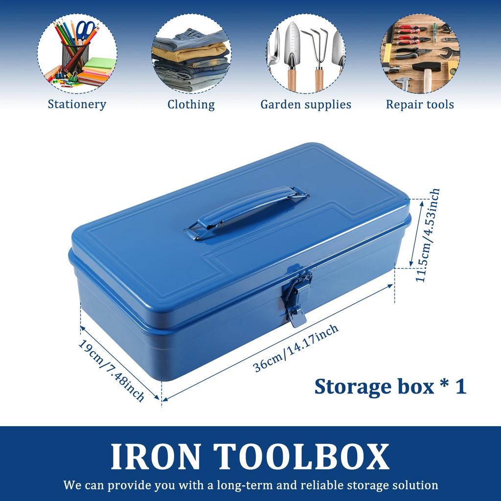Iron Toolbox Portable Tool Storage Box Metal Buckle and Handle Workshop Multi-purpose Metal Tool Storage Box
