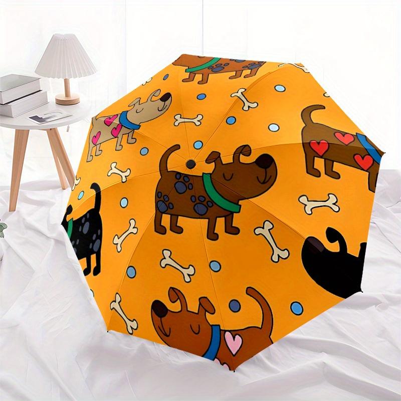 1pc Dogs Pattern Automatic Open/Close Umbrella, Umbrella with cartoon Design, Portable Compact Umbrella for Men & Women, Good Holiday Gift y
