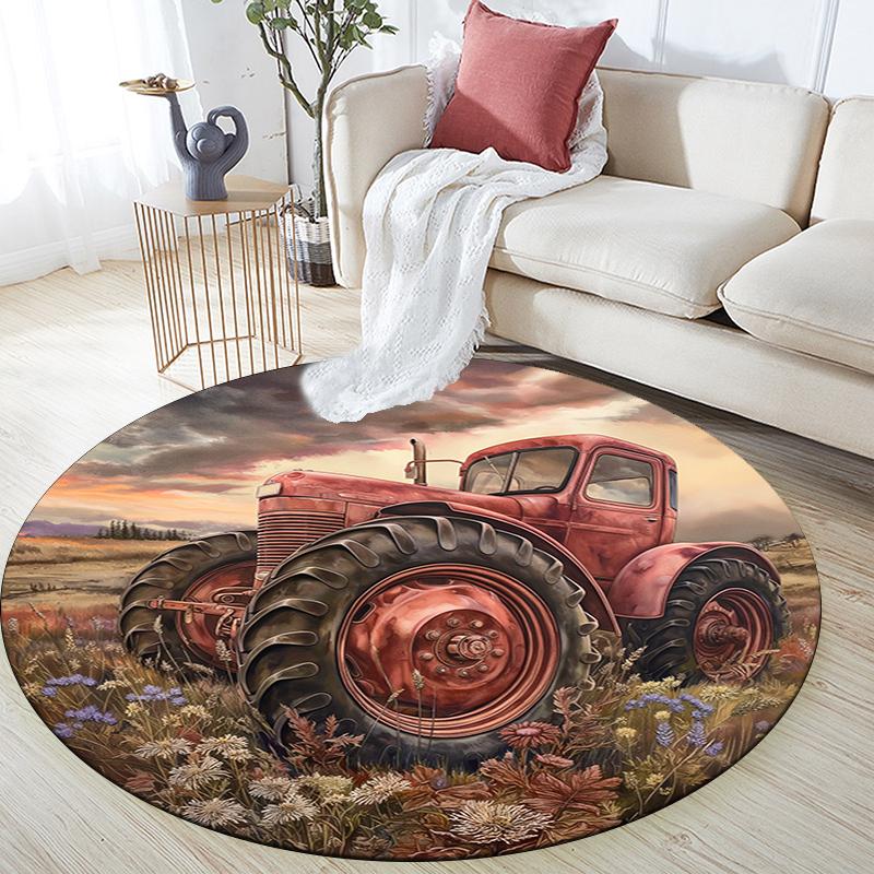 Cartoon Print Round Area Rug,Carpet Rug for Living Room Bedroom Sofa Playroom Decor,Non-slip Floor Mat