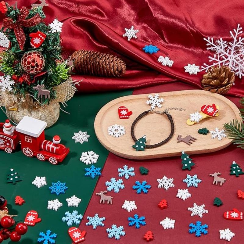 50pcs Christmas Snowflake Wooden Buttons Assorted Christmas Art Craft for Winter DIY Gift Making Winter Party Craft Sewing Decor