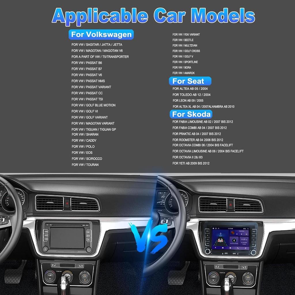 2G+32G /1G+32G Android 13 7 Inch IPS Screen Wireless CarPlay Android Auto Car Stereo for VW Jetta Sedan Passat Tiguan CC Golf Skoda Radio