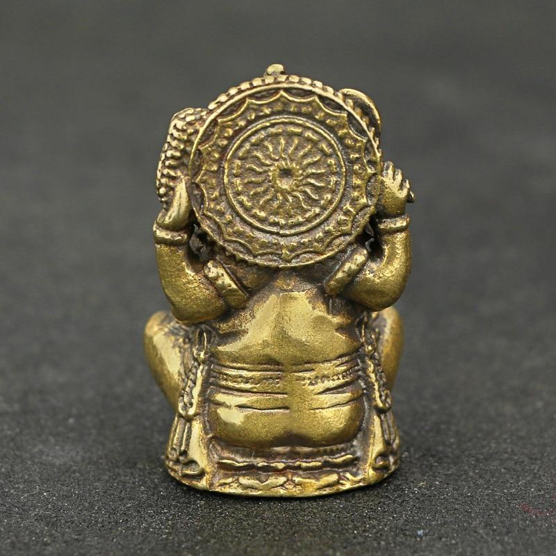 1PC Vintage Brass Ganesha Statue Pocket India Thailand Elephant God Figure Sculpture Home Office Desk Decorative Ornament Gift