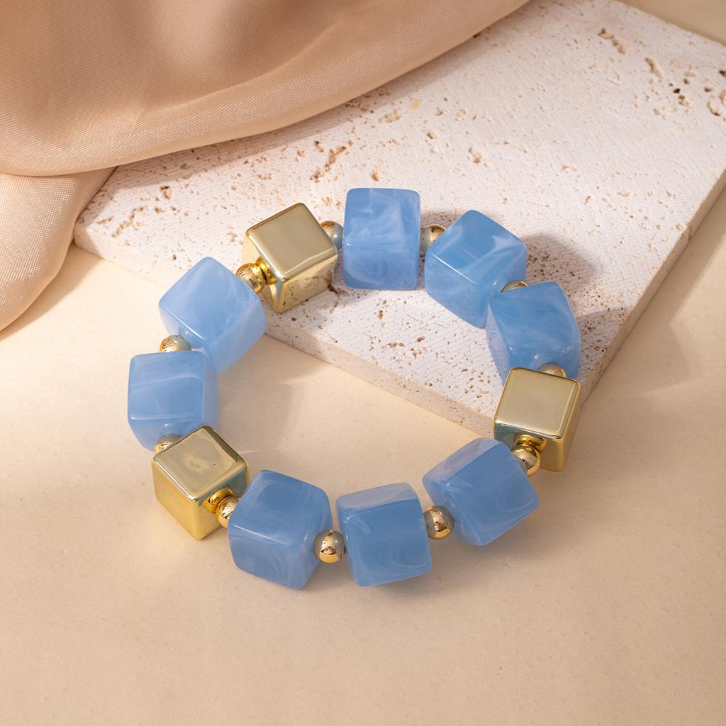 Personalized Niche Design Retro Style Irregular Geometric Square Acrylic Beaded Bracelet